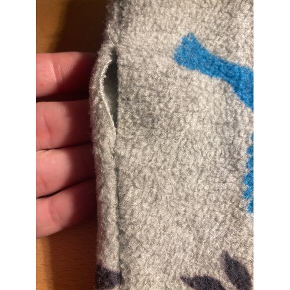 Handmade Fleece Hand Warmers Gray & Turquoise Birds ~ One Size ~ So Hygge! - Picture 5 of 6